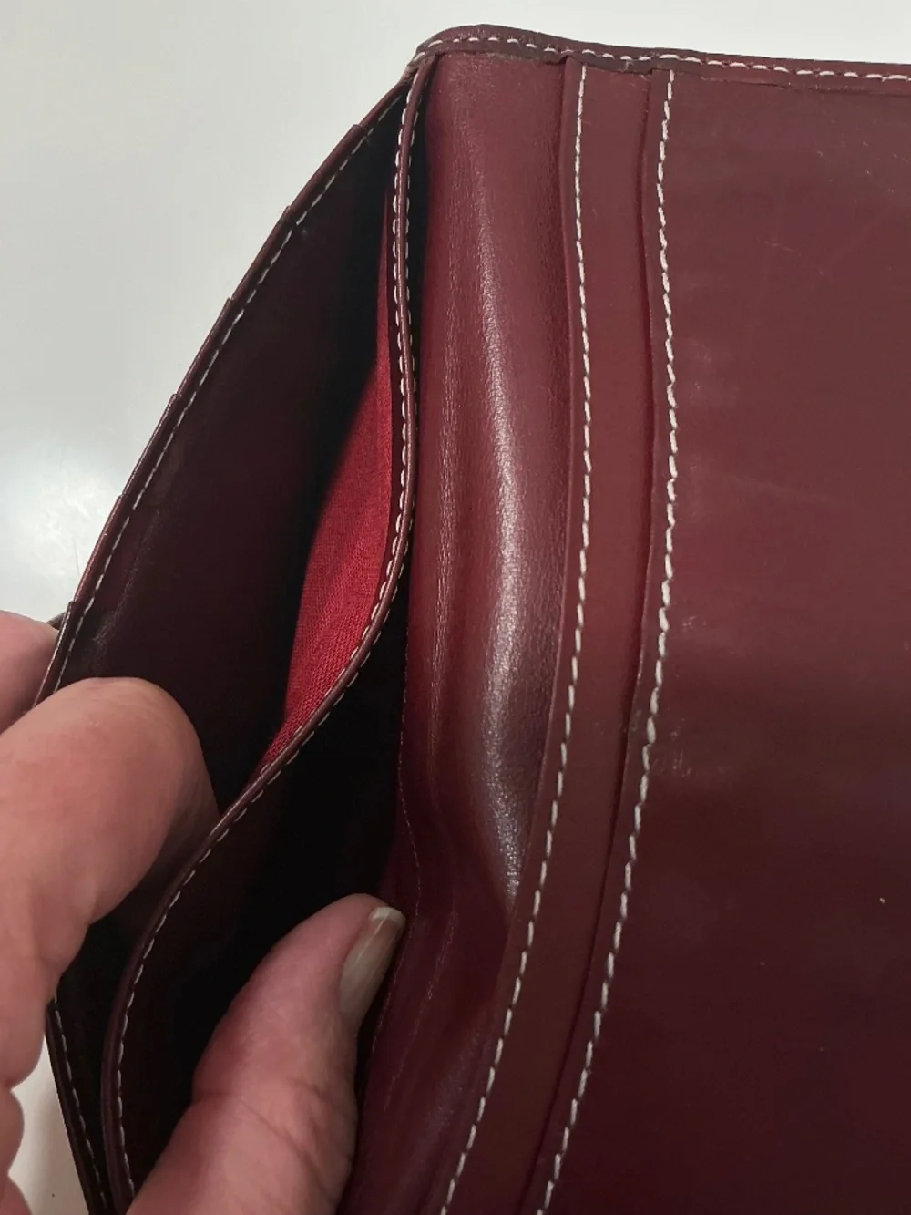 Burberry burgundy nova check nylon leather trim clutch wallet - Picture 7 of 10
